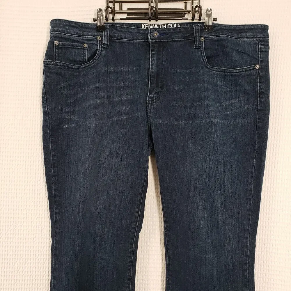 Kenneth Cole Reaction Jeans Mens 38x32 Blue Dark Wash Denim Boot Cut Casual